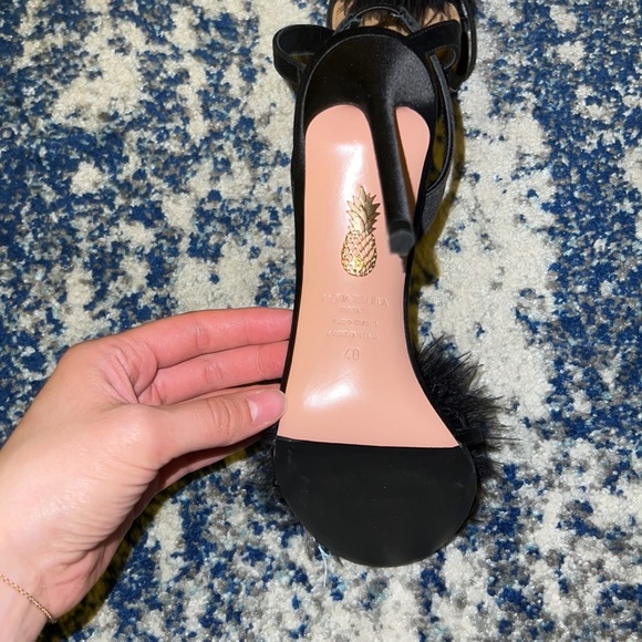 ❌SOLD❌ AQUAZZURA 40
Black Boudoir Feather-Trim Sandals - Picture 9 of 11